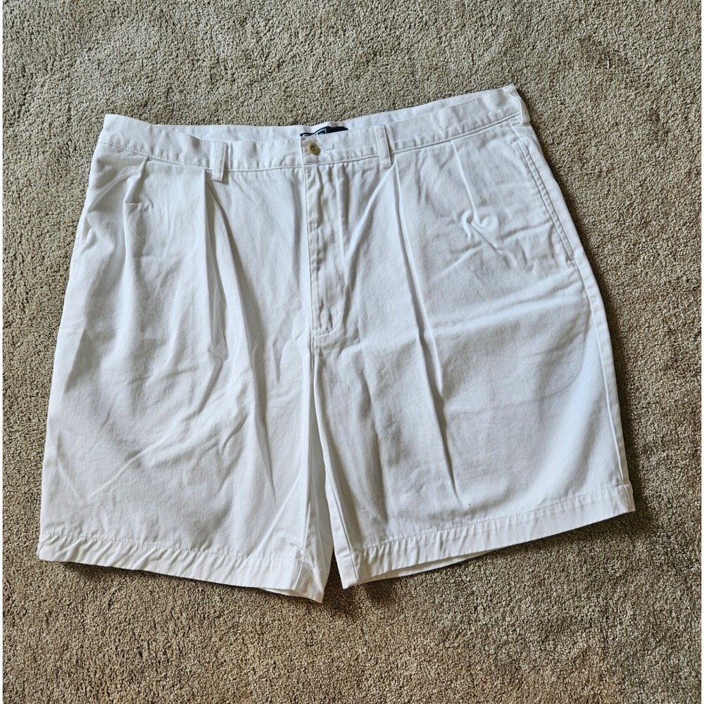 Vtg Polo Ralph Lauren Tyler Fit Shorts Mens 42 White Pleated Cotton Chino Preppy